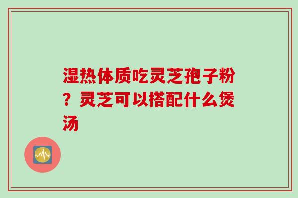 湿热体质吃灵芝孢子粉？灵芝可以搭配什么煲汤