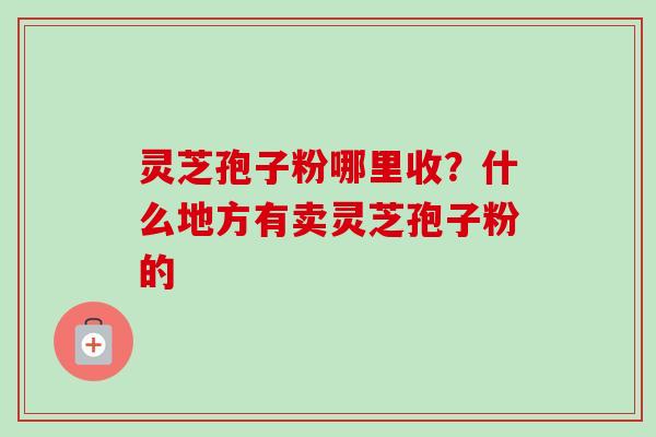 灵芝孢子粉哪里收？什么地方有卖灵芝孢子粉的