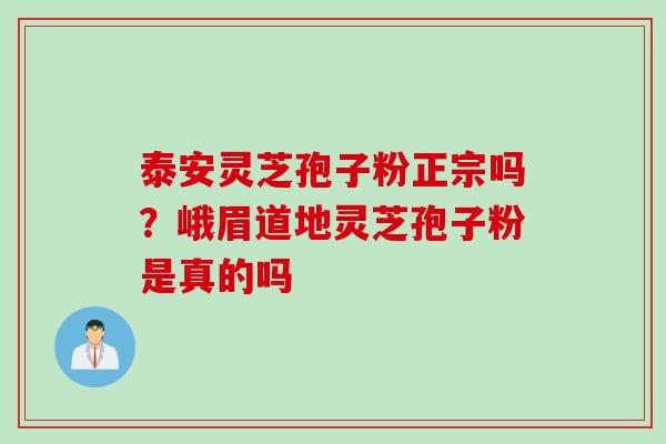 泰安灵芝孢子粉正宗吗？峨眉道地灵芝孢子粉是真的吗