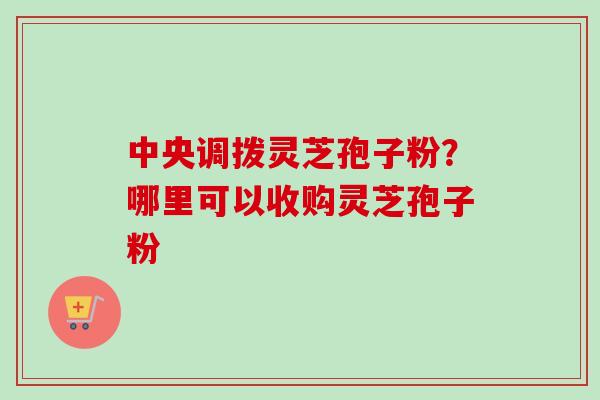 中央调拨灵芝孢子粉？哪里可以收购灵芝孢子粉