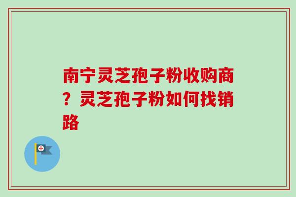 南宁灵芝孢子粉收购商？灵芝孢子粉如何找销路