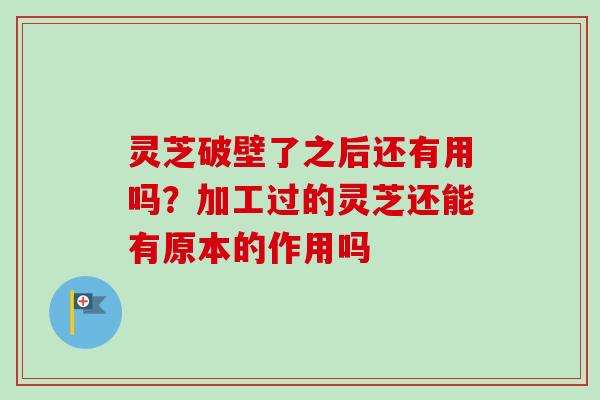 灵芝破壁了之后还有用吗？加工过的灵芝还能有原本的作用吗