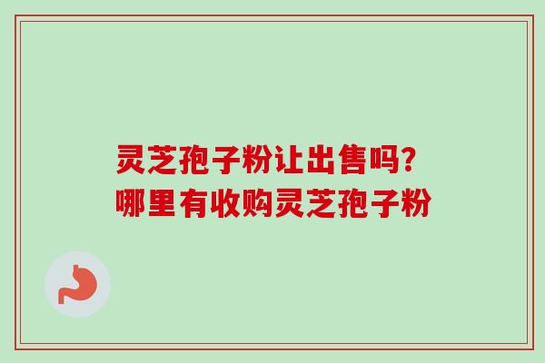 灵芝孢子粉让出售吗？哪里有收购灵芝孢子粉