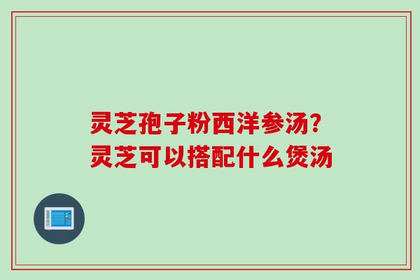 灵芝孢子粉西洋参汤？灵芝可以搭配什么煲汤