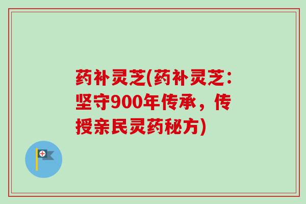 药补灵芝(药补灵芝：坚守900年传承，传授亲民灵药秘方)