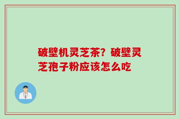 破壁机灵芝茶？破壁灵芝孢子粉应该怎么吃