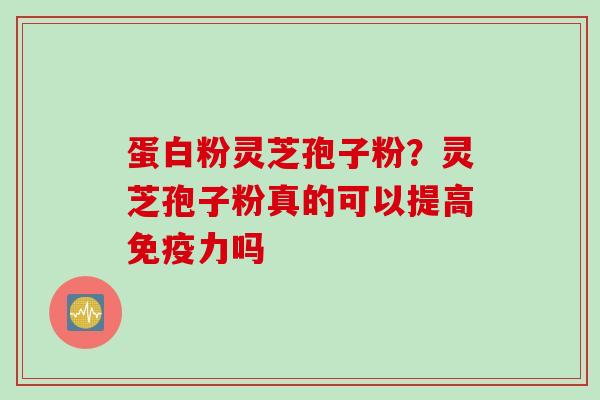 蛋白粉灵芝孢子粉？灵芝孢子粉真的可以提高免疫力吗