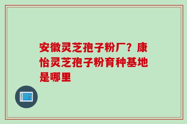 安徽灵芝孢子粉厂？康怡灵芝孢子粉育种基地是哪里