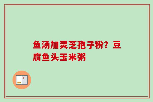 鱼汤加灵芝孢子粉？豆腐鱼头玉米粥