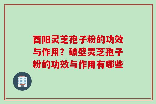 酉阳灵芝孢子粉的功效与作用？破壁灵芝孢子粉的功效与作用有哪些