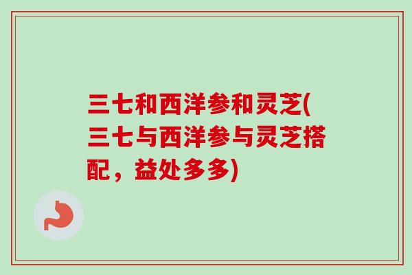 三七和西洋参和灵芝(三七与西洋参与灵芝搭配，益处多多)