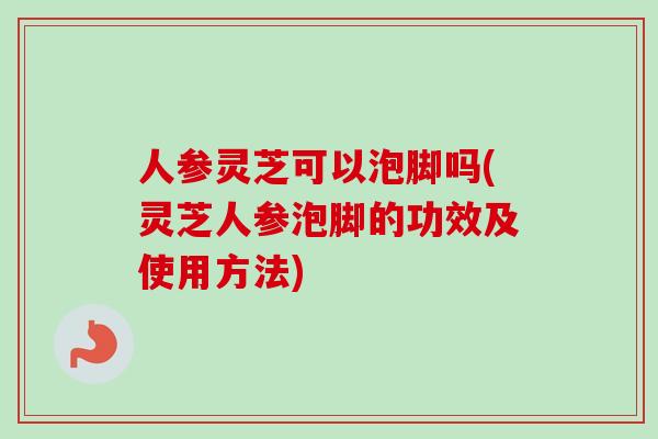 人参灵芝可以泡脚吗(灵芝人参泡脚的功效及使用方法)