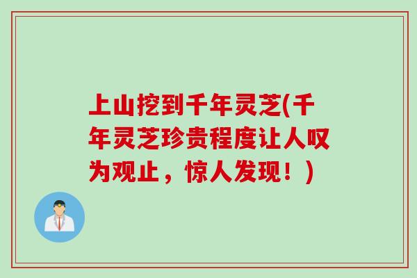 上山挖到千年灵芝(千年灵芝珍贵程度让人叹为观止,惊人发现!) 上山挖到千年灵芝(千年灵芝珍贵程度让人叹为观止,惊人发现!)