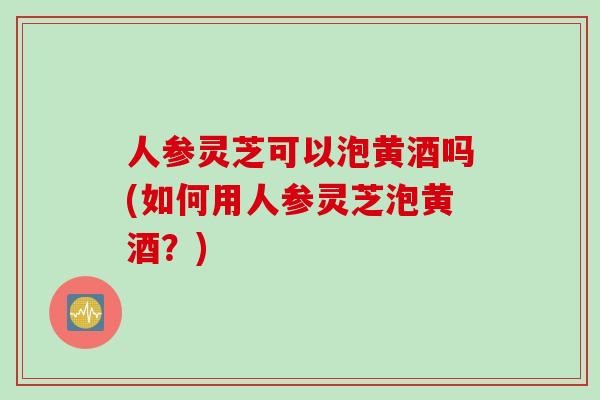 人参灵芝可以泡黄酒吗(如何用人参灵芝泡黄酒？)