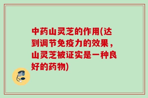 中药山灵芝的作用(达到调节免疫力的效果，山灵芝被证实是一种良好的药物)