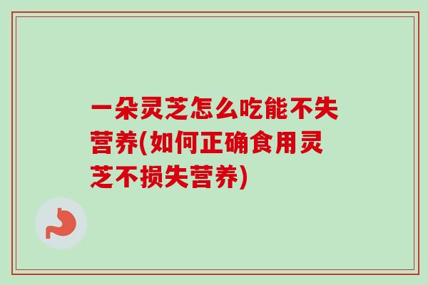 一朵灵芝怎么吃能不失营养(如何正确食用灵芝不损失营养)