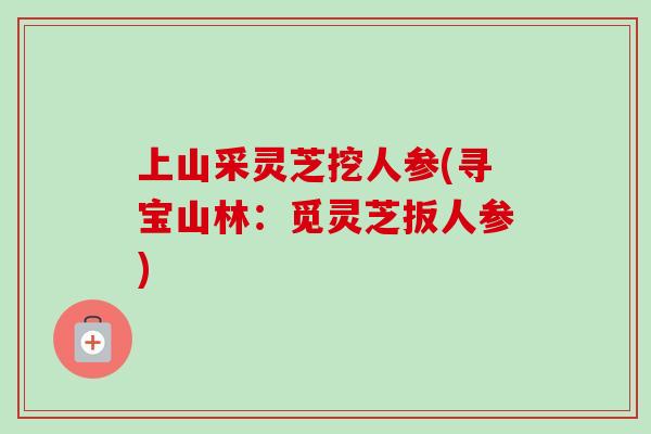 上山采灵芝挖人参(寻宝山林：觅灵芝扳人参)
