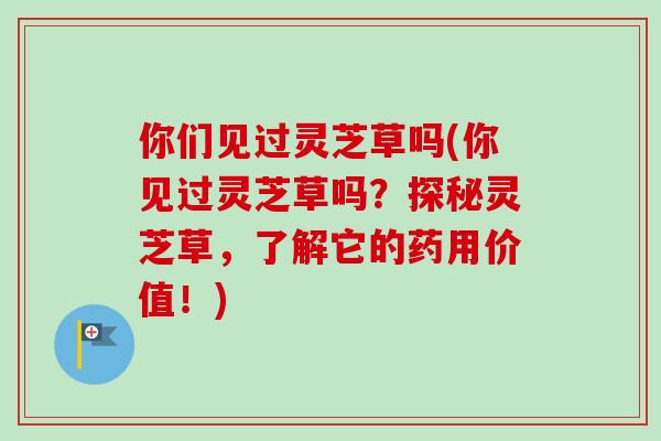 你们见过灵芝草吗(你见过灵芝草吗?探秘灵芝草,了解它的药用价值!) 你们见过灵芝草吗(你见过灵芝草吗?探秘灵芝草,了解它的药用价值!)