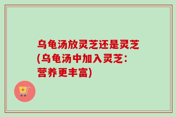 乌龟汤放灵芝还是灵芝(乌龟汤中加入灵芝：营养更丰富)