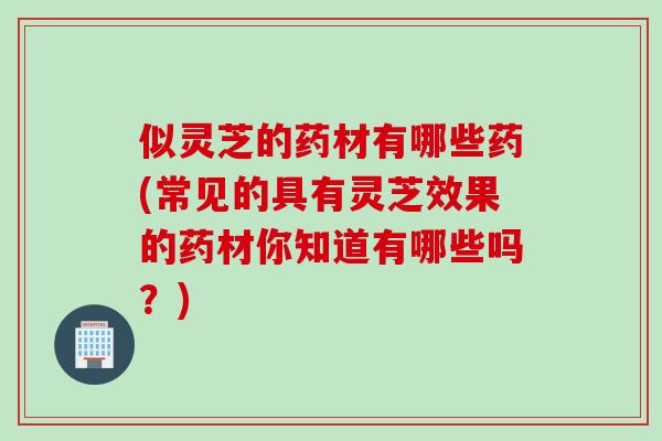 似灵芝的药材有哪些药(常见的具有灵芝效果的药材你知道有哪些吗？)