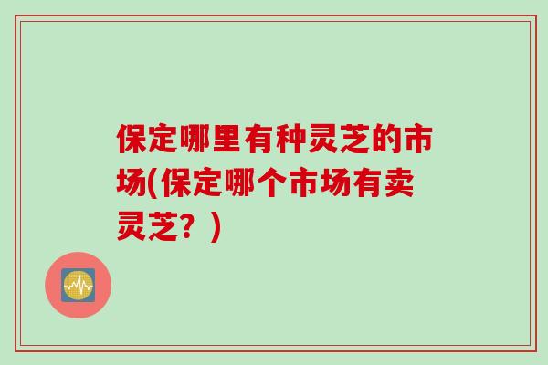 保定哪里有种灵芝的市场(保定哪个市场有卖灵芝？)