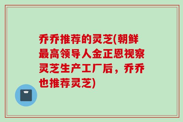 乔乔推荐的灵芝(朝鲜最高领导人金正恩视察灵芝生产工厂后，乔乔也推荐灵芝)