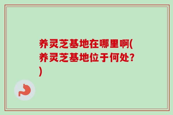 养灵芝基地在哪里啊(养灵芝基地位于何处？)