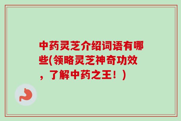 中药灵芝介绍词语有哪些(领略灵芝神奇功效，了解中药之王！)