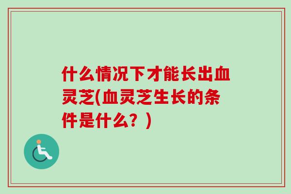 什么情况下才能长出血灵芝(血灵芝生长的条件是什么？)