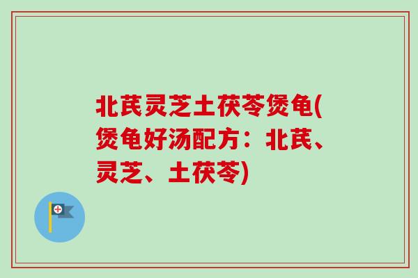 北芪灵芝土茯苓煲龟(煲龟好汤配方：北芪、灵芝、土茯苓)