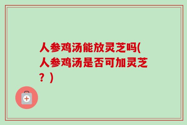 人参鸡汤能放灵芝吗(人参鸡汤是否可加灵芝？)