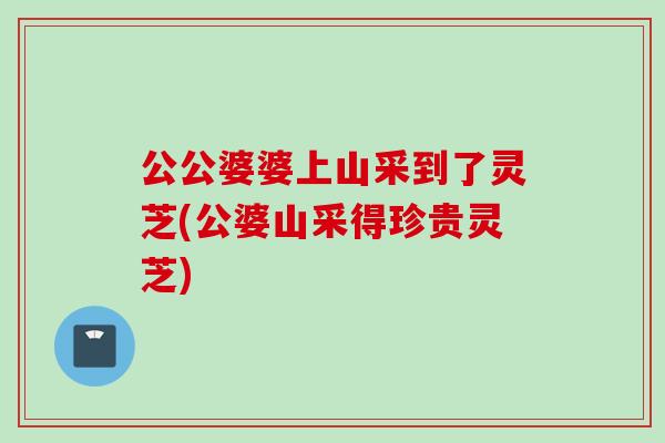 公公婆婆上山采到了灵芝(公婆山采得珍贵灵芝)