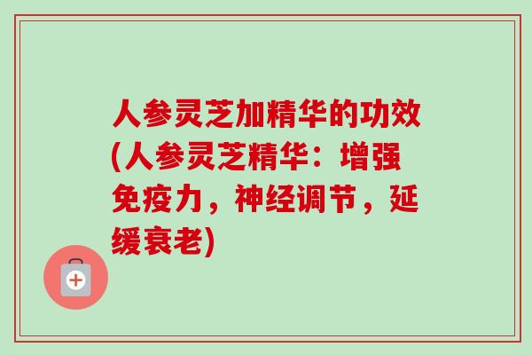 人参灵芝加精华的功效(人参灵芝精华：增强免疫力，神经调节，延缓衰老)