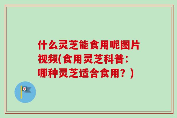 什么灵芝能食用呢图片视频(食用灵芝科普：哪种灵芝适合食用？)