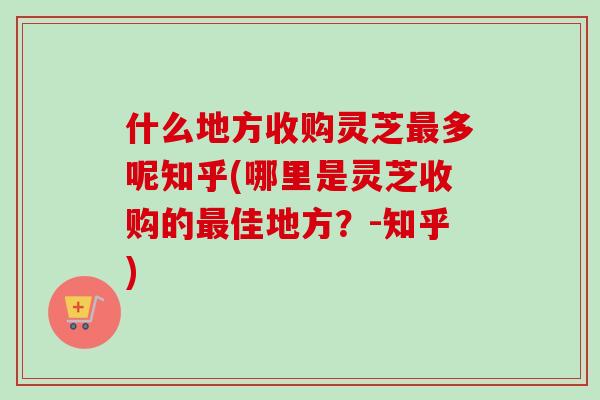 什么地方收购灵芝最多呢知乎(哪里是灵芝收购的最佳地方？-知乎)
