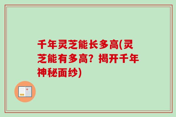 千年灵芝能长多高(灵芝能有多高？揭开千年神秘面纱)