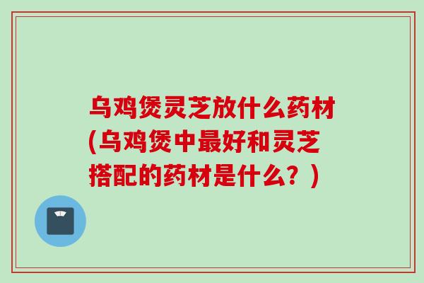 乌鸡煲灵芝放什么药材(乌鸡煲中最好和灵芝搭配的药材是什么？)