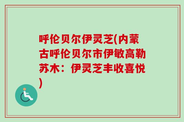 呼伦贝尔伊灵芝(内蒙古呼伦贝尔市伊敏高勒苏木：伊灵芝丰收喜悦)