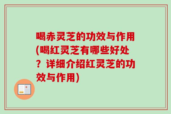 喝赤灵芝的功效与作用(喝红灵芝有哪些好处？详细介绍红灵芝的功效与作用)