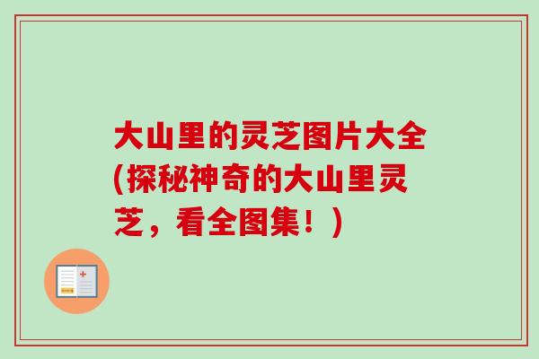 大山里的灵芝图片大全(探秘神奇的大山里灵芝，看全图集！)