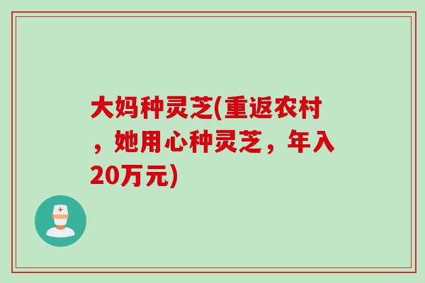 大妈种灵芝(重返农村，她用心种灵芝，年入20万元)