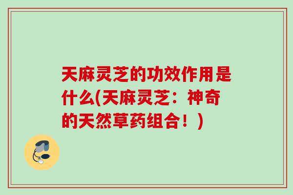 天麻灵芝的功效作用是什么(天麻灵芝：神奇的天然草药组合！)