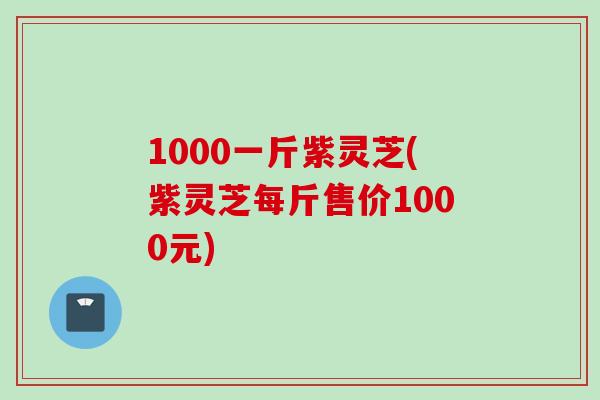 1000一斤紫灵芝(紫灵芝每斤售价1000元)