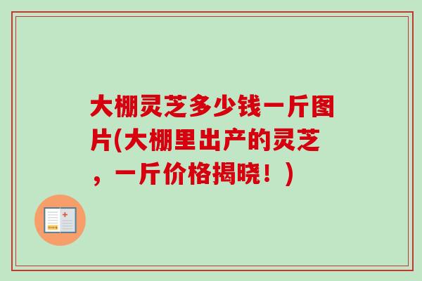 大棚灵芝多少钱一斤图片(大棚里出产的灵芝，一斤价格揭晓！)