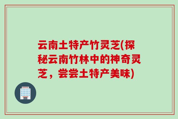 云南土特产竹灵芝(探秘云南竹林中的神奇灵芝，尝尝土特产美味)