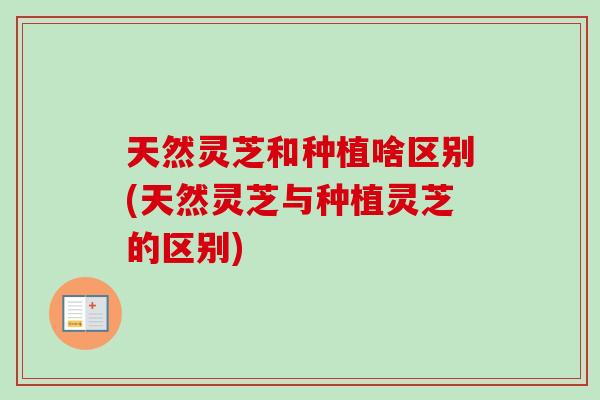 天然灵芝和种植啥区别(天然灵芝与种植灵芝的区别)