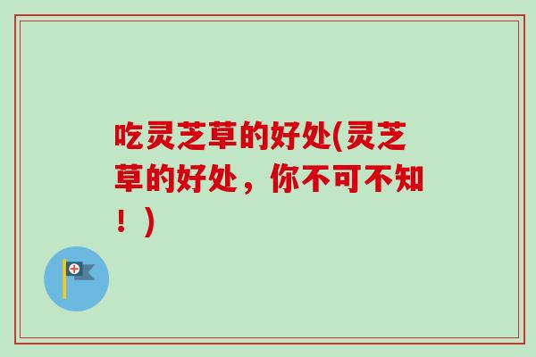 吃灵芝草的好处(灵芝草的好处，你不可不知！)