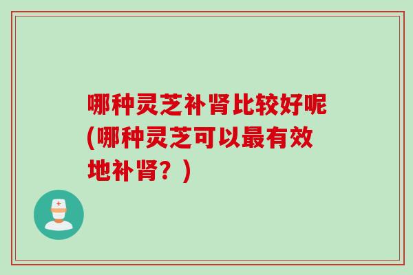 哪种灵芝补肾比较好呢(哪种灵芝可以最有效地补肾？)