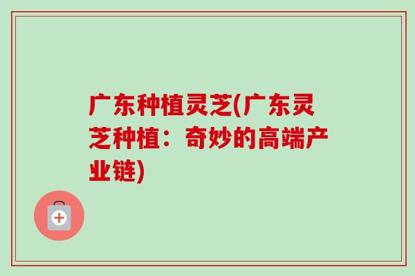广东种植灵芝(广东灵芝种植：奇妙的高端产业链)
