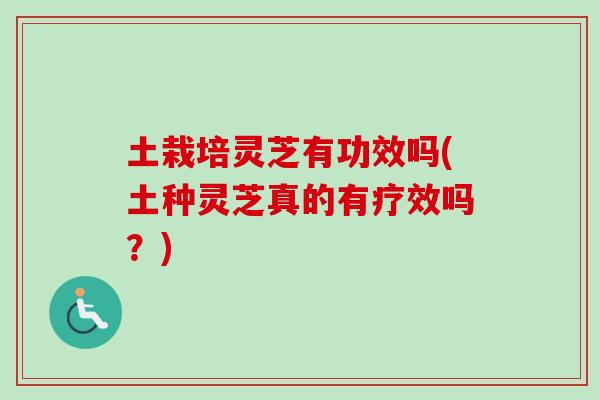 土栽培灵芝有功效吗(土种灵芝真的有疗效吗？)